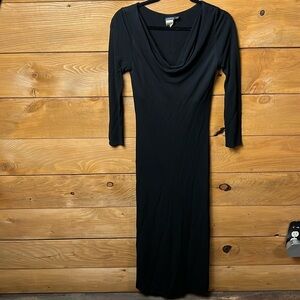 Kors Michael Kors Black Maxi Dress Long Sleeve Cowl Neckline sz 2 cocktail event
